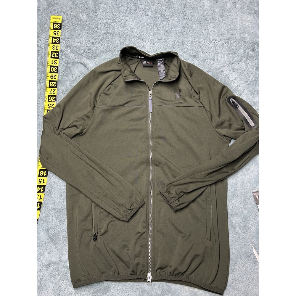 Spyder Jacket Mens Medium Green ProwB Active Performance Full Zip Outdoor Sports